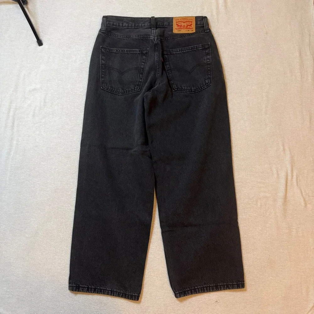 Levi's 578 Baggy Jeans Mens 30x30 Black Washed Wide Leg Denim Pants